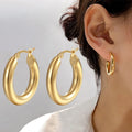 Women Earrings Hoop For Classic Fashion Smooth Round Hoop Earrings For Women Stainless Steel 5mm Thick Ear Buckle Huggie Earrings Circle Vintage Jewelry