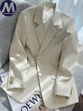 Women's Long Sleeved Blazer Korean Fashion Slim Fit Casual Loose Office Blazer for Spring Autumn