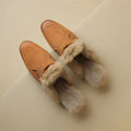 Women's Flat Slippers 2026 Autumn Winter Fashion Outdoor Warm Non Slip Plush Shoes Lightweight Comfortable Casual Half Slippers