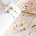Stainless Steel Gold Color Heart Love Chain Necklace Bracelets Earrings For Women Girl New Fashion Non-fading Jewelry Set