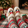 Christmas Slippers Cotton Plush Winter Warm House Shoes Unisex Indoor Footwear for Women Men Holiday Gift Home Bedroom