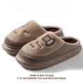 Couple Winter Plush Slippers 2026 Chunky Platform Cute Bear Furry Fur Slippers for Women Soft Sole Plus Size Fluffy Home Shoes