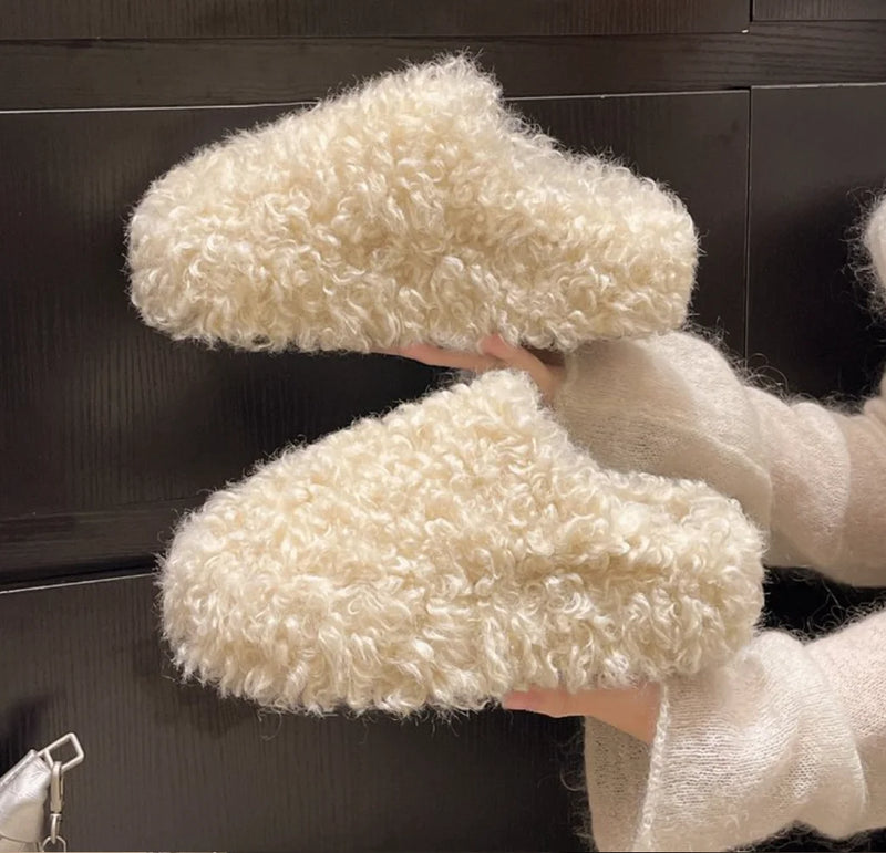 Winter 2027 Fashion Women's Shoes Comfortable Plush Velvet Warm Fluffy Slippers Home Non-slip Light Soft Platform Indoor Slipper