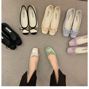 New Elegant Ballet Shoes Woman Classic Square Toe Bowtie Ballerina Flats Ladies Soft Loafers Comfortable Flat Shoes Ladies Shoes