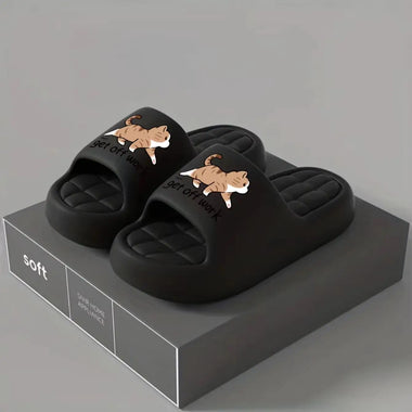 Couple Style Spring and Summer Cute Kitten Print Eva Thick-Soled Soft and Comfortable Casual Home Bathroom Outdoor Slippers for Men and Women