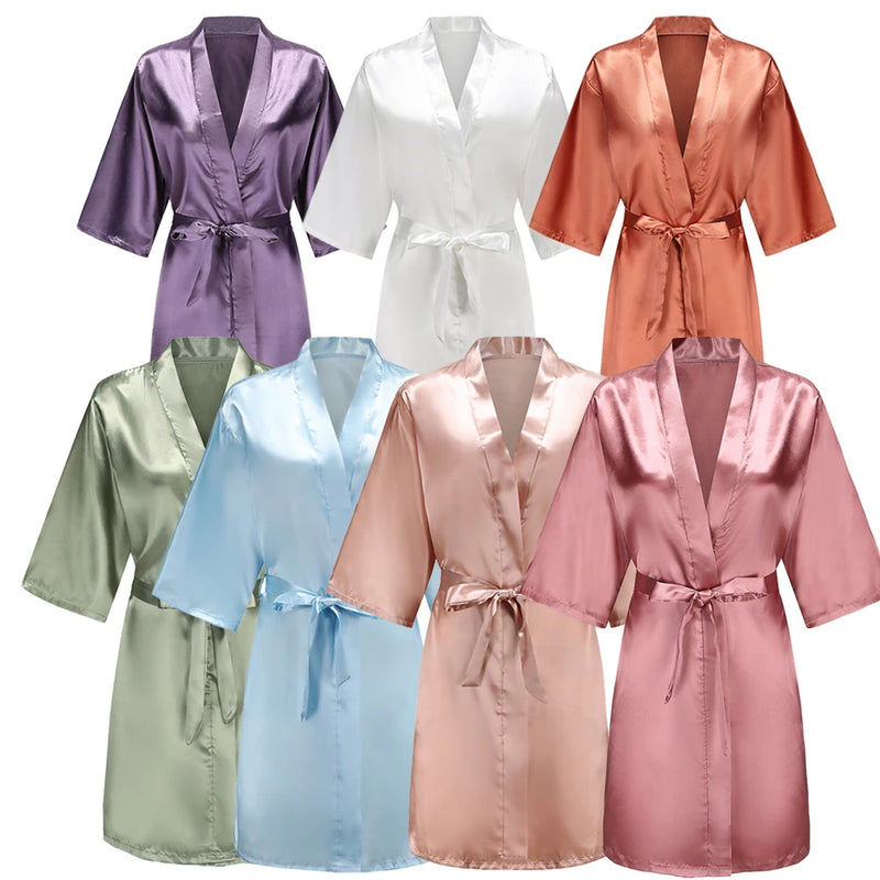 Women's Satin Robes Women's Pure Short Silky Robes Bridesmaid Bride Party Satin Robes Sleepwear