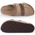 Crestar Women Cork Footbed Slippers Summer Couple Adjustable Double Buckles Flat Sandals Outdoor Cork Beach Slides With Open Toe