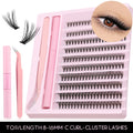 GROINNEYA DIY Eyelash Clusters Kit Thick Eyelash Clusters D Cur Wispy Individual False Eyelashes Eyelash Extensions Makeup Tool