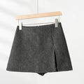 Black Side Slit Skirt Women's Winter Warm Mini Skirt Irregular High-Waist A-Line Bodycon Slim Sexy Shorts Skirts