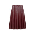 Ladies New Autumn Midi Skirt High Waist A Line PU Leather Long Skirts Women Elegant Fashion Solid Color Office Lady Skirt Female