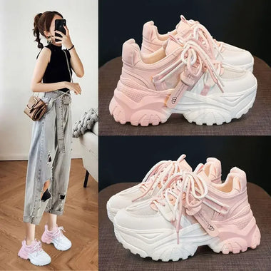 Spring Sneakers Platform Women's Shoes Casual Shoes Woman-shoes Tennis Female Fashion Thick Sole 2024 Roses Trainers Increased I