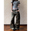 YIBASHU Women Camouflage Gothic Y2k Gyaru Baggy Jeans Oversize Denim Trousers Vintage Harajuku Grunge Cargo Wide Leg Jean Pants