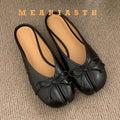split Toe Shoes Tabis Ballet Flats Women Black Leather loafers Mary Janes Plus Size 44 Butterfly Knot Ballerinas Zapatos mujer