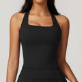 Women Sports Bra Women Brushed Fabric Square Neck Racerback Sports Tank Top Built In Bra Tight Fit Quick Dry Cropped Yoga Fitness Running Vest