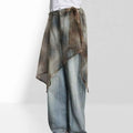 High Waist Lace Midi Skirt Side Slit Y2K Streetwear Lace Drawstring Skirt Harajuku See Through Lace Long Skirt Hip Scarf