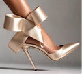Pure White Lace Butterfly Knot Patterned Thin Heeled Pumps Pointy Toe High Heel Women's Shoes Celebrity Ladies Stilettos Party