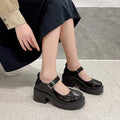 Patent Leather High Heels Mary Jane Shoes Women Japanese Style Ankle Buckle Platform Pumps Woman Punk Jk Uniform Lolita Shoes 43