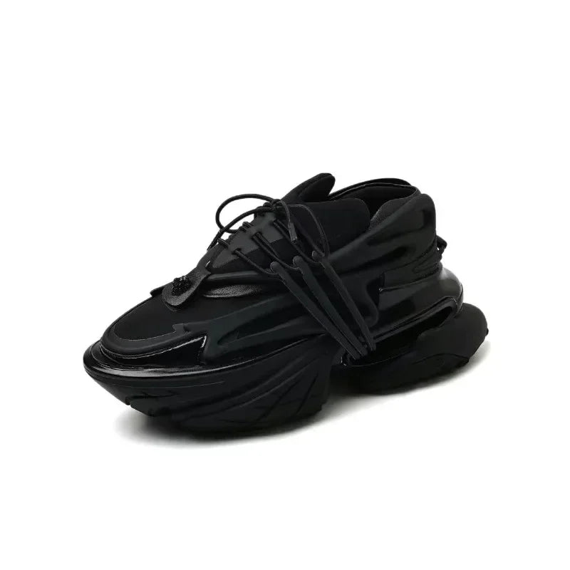 Chunky Sneakers Futuristic Sneakers Hollow Out Thick Platform Shoes 7cm Height Increasing Chunky Dad Shoes Streetwear Casual Footwear