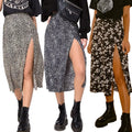 2026 Women Leopard Print High Waist Side Slit Pencil Skirt A Line Midi Bodycon Wrap Hem Dress