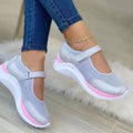 Women's Large Size 36-43 Grid Round Head Knitted Women's Thick Sole Single Shoes Casual Women's Shoes Sneakers