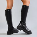 Fashion Boots for Women 2026 Winter Round Toe Black Thick Heels Sexy Knee High Boots Woman Plus Size 43 Punk Long Boots