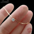 Jkeli 925 Sterling Silver 18k Gold Plated Necklace Single Sparkling Zircon Clavicle Chain for Women Wedding Jewelry collares