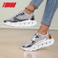 Women's Fashion Glitter Silver Chunky Sneakers Lightweight Comfortable Casual Sports Shoes Female Walking Shoes