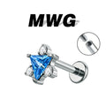 G23 ASTM F136 Titanium Tragus Stud Triangle Cubic Zirconia Flat Back Labret Earring Hypoallergenic Cartilage Piercing