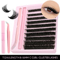 GROINNEYA DIY Eyelash Clusters Kit Thick Eyelash Clusters D Cur Wispy Individual False Eyelashes Eyelash Extensions Makeup Tool