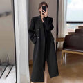 FANAN Elegant Long Trench Coat Women Korean Double Breasted Office Lady Blazer Jacket Fashion Streetwear Long Sleeved Overcoats