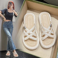 2025 Summer Hot Sale Women Slippers Open Heel Sandals Beach Shoes for Outdoor Round Toe Casual Lightweight Footwear Female Flats