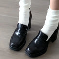 2025 New Retro pu Leather Slip On Women Pumps Ladies Loafers Dress Shoes Thick High Heels Platform Shoes
