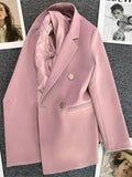 Women Suit Blazer Elegant Coat 2025 Spring Autumn Fashion Korean Blazer Luxury Double Breasted Jacket Solid Ladies Tops Clothes