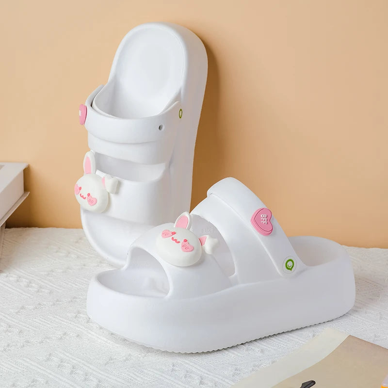 2025 New Cute Rabbit High EVA Soft Thick Soled Slippers Women's Summer Fashion Wear Slippers Home Home Sandals Beach Shoes