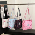 Casual Large Capacity Tote Bag Zipper Lightweight Shoulder Bag Cherry-print Handbag Girls