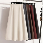 Korean Style Solid Color High Waist Elastic Waist Women A Line Skirts 2026 Spring Autumn New Elegant Versatile Skir Daily Wear