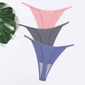 GICZI 3Pcs/Set Hot Women's Thongs Panties Plain Seamless Ice Silk Lingerie G-String for Woman M-2XL Large Size Female Underwear