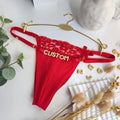 Personalized Thongs Panties with Name Customized Thong for Women Custom Sexy Lips Lace Tanga Lingerie Underwear Gift