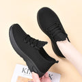 Middle-Aged and Elderly Women's Work Shoes Black Spring and Autumn Flat Shoes Non-Slip Soft Sole Mom Shoes Comfortable Casual Shoes