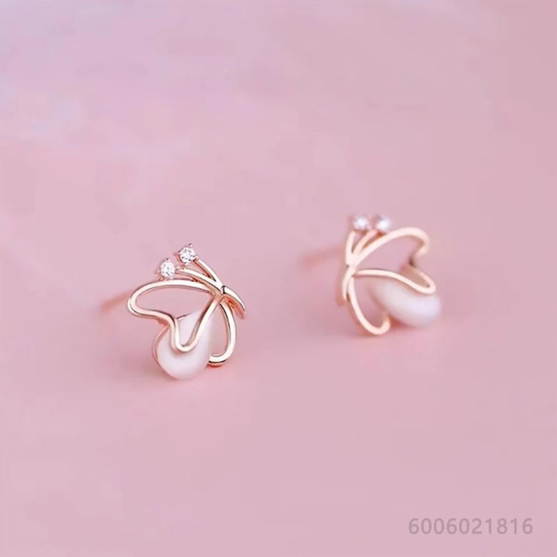 925 Sterling Silver Zircons Butterfly Stud Earrings For Women Wedding Fashion Party Jewelry Gift Wholesale