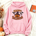 Happy Halloween Hoodie Women Witch Hat Pumpkin Graphic Sweatshirt Spooky Season Long Sleeve Casual Loose Pullover Warm Tops