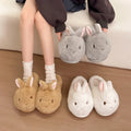Plush Slippers Women Home Rabbit Winter Mules Platform Shoes Girls Fluffy Animal Cartoon Bunny Indoor Fuzzy Fur Slides Non-Slip