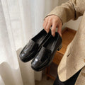 2026 New Retro Loafers, Japanese Style Square Heel High Heels, Everyday Luxury Women's Solid Color Elegant Mary Jane Shoes