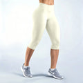 Women Seamless Capri Yoga Pants High Stretch Tight Fit Mid‑Calf Leggings Solid Color Workout Gym Running Fitness Sports Cropped