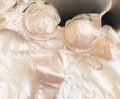French Satin Lace Minimizer Bra Set Women Summer Thin Cup Underwired Bra Elegant Soft Lingerie Underwear Suit for Daily Wear