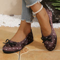 Women Polka Dot Bow Ballet Flats Round Toe Slip‑on Casual Flat Shoes