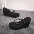 Women Slides Casual Concise EOFK New Women Flip Flops Wedges Comfort Summer Platform Slippers Outdoor Concise Beach High Heel 9cm Casual Slides