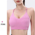 Women Summer Seamless Cross Sports Bra Gym Yoga Tops with Padded Sexy Backless Workout Fitness Camisole Running Sports Tops