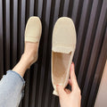 2026 Solid Color Square Toe Mesh Loafers Shallow Women Flats Shoes Soft Bottom Knit Ballet Flats Shoes Casual Slip on Boat Shoes