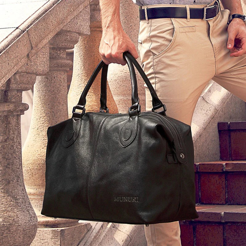 Women Handbag Tote Bag Fashion Genuine Leather Travel Bag Men's Luggage Bags Large Male Duffle Bag Weekend Women Shoulder Bag Big Tote Handbag Black